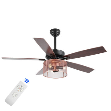 Max 52" Farmhouse Industrial Iron/Wood Mobile-App/Remote-Controlled LED Ceiling Fan - JONATHAN Y